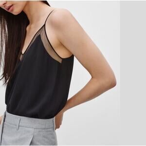 Aritzia Babaton Galen Black Camisole Spaghetti Strap Mesh Sleeveless Top Size XS